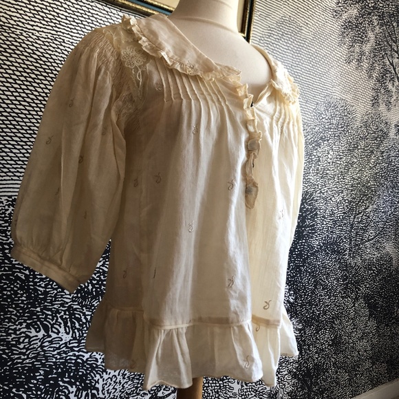 Anthropologie Lithe blouse Cream romantic size 0 - Picture 2 of 5